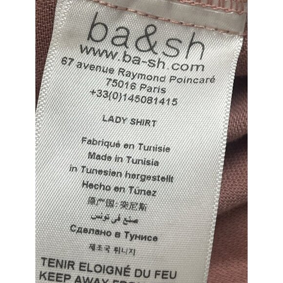 Ba&sh Danee Pearl Snap Puff Sleeve Lady Shirt Blouse Sz 2 = Medium Whimsy Rose - Picture 4 of 6